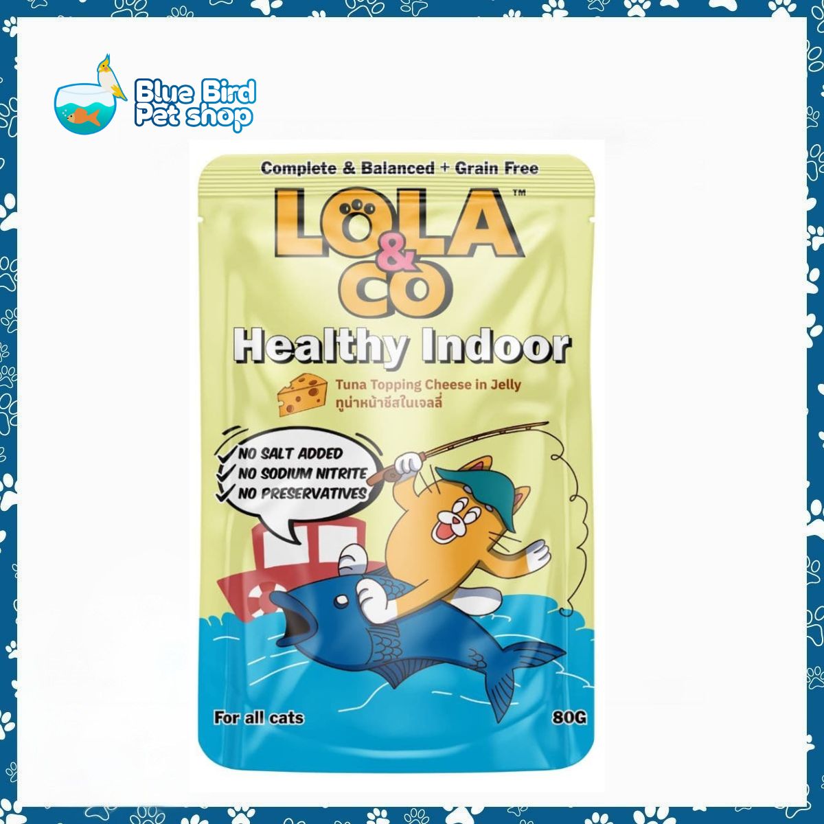 Lola & Co HEALTHY INDOOR Pouch Tuna Topping Cheese In Jelly For All Cats 80gm Lola & Co HEALTHY INDOOR Pouch Tuna Topping Cheese In Jelly For All Cats 80gm