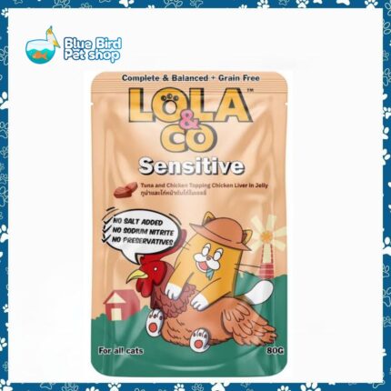 Lola & Co SENSITIVE Pouch Tuna & Chicken Topping Chicken Liver In Jelly For All Cats 80gm
