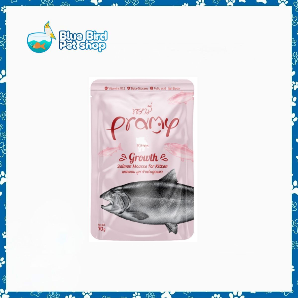 Pramy GROWTH Pouch Salmon Mousse for Kitten 70gm Pramy GROWTH Pouch Salmon Mousse for Kitten 70gm