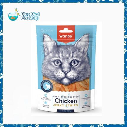 Wanpy Soft Oven Roasted Jerky Strips Cat Treat Real Chicken 80gm