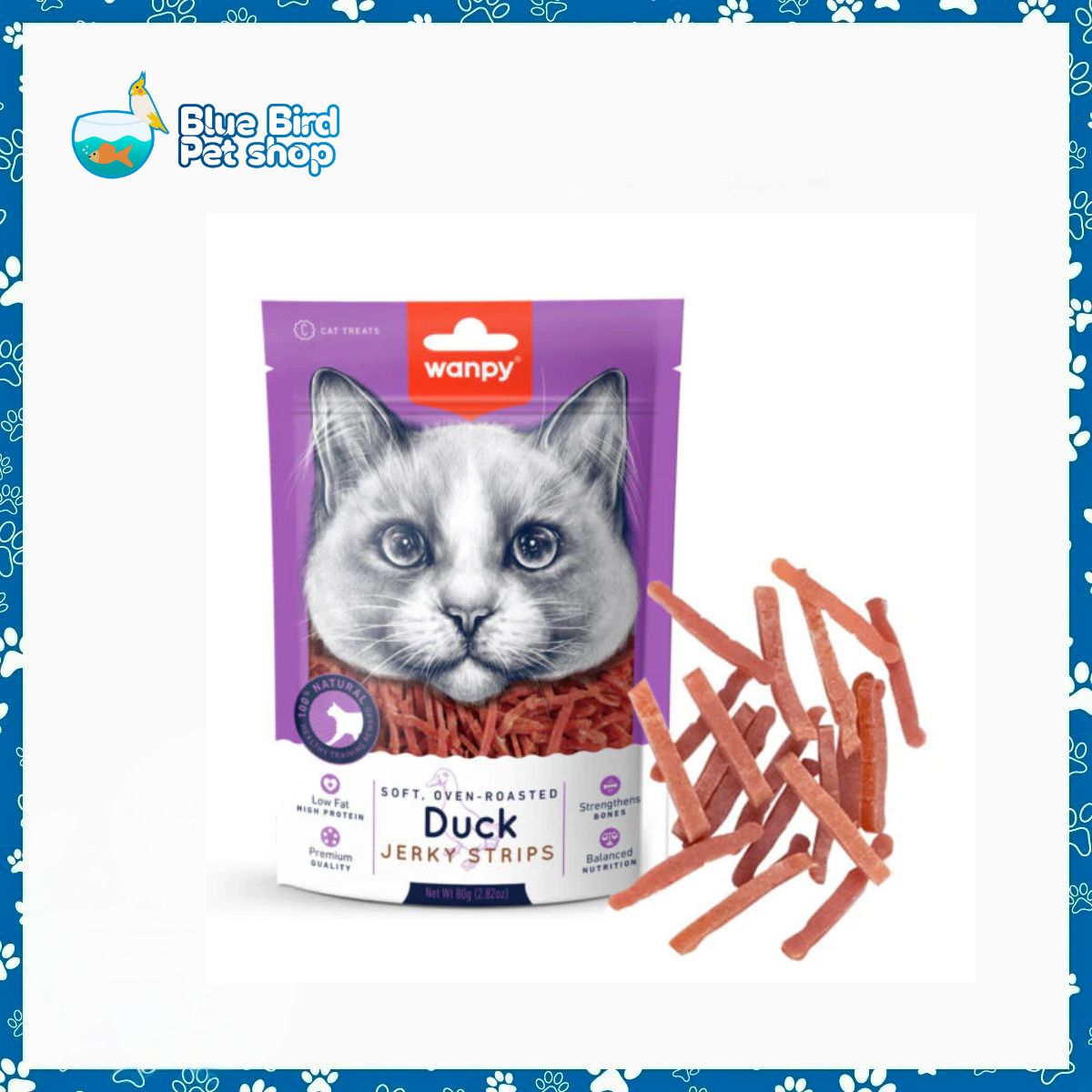 Wanpy Soft Oven Roasted Jerky Strips Cat Treat Real Duck 80gm Wanpy Soft Oven Roasted Jerky Strips Cat Treat Real Duck 80gm