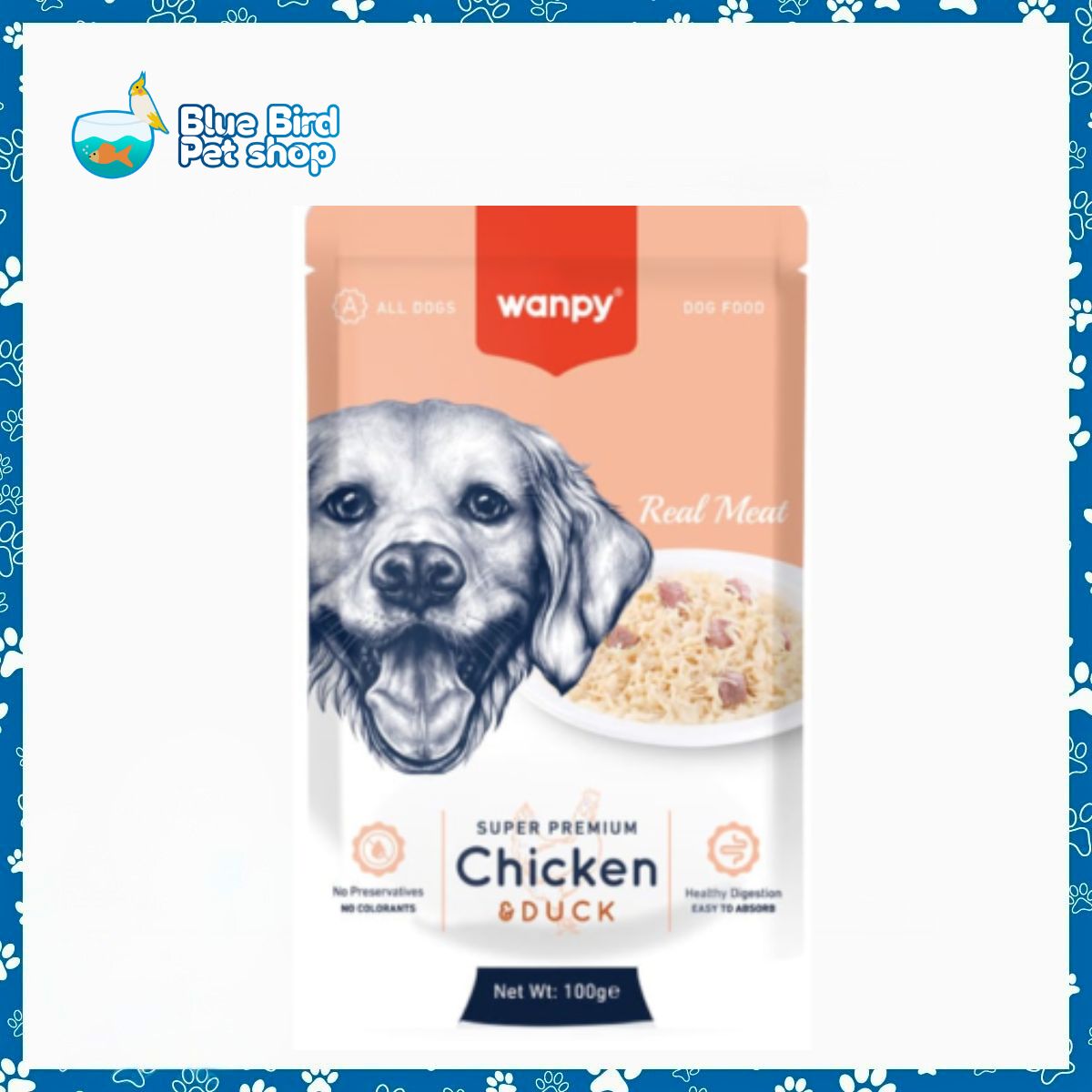 Wanpy Super Premium Dog Food Pouch Chicken & Duck 100gm Wanpy Super Premium Dog Food Pouch Chicken & Duck 100gm