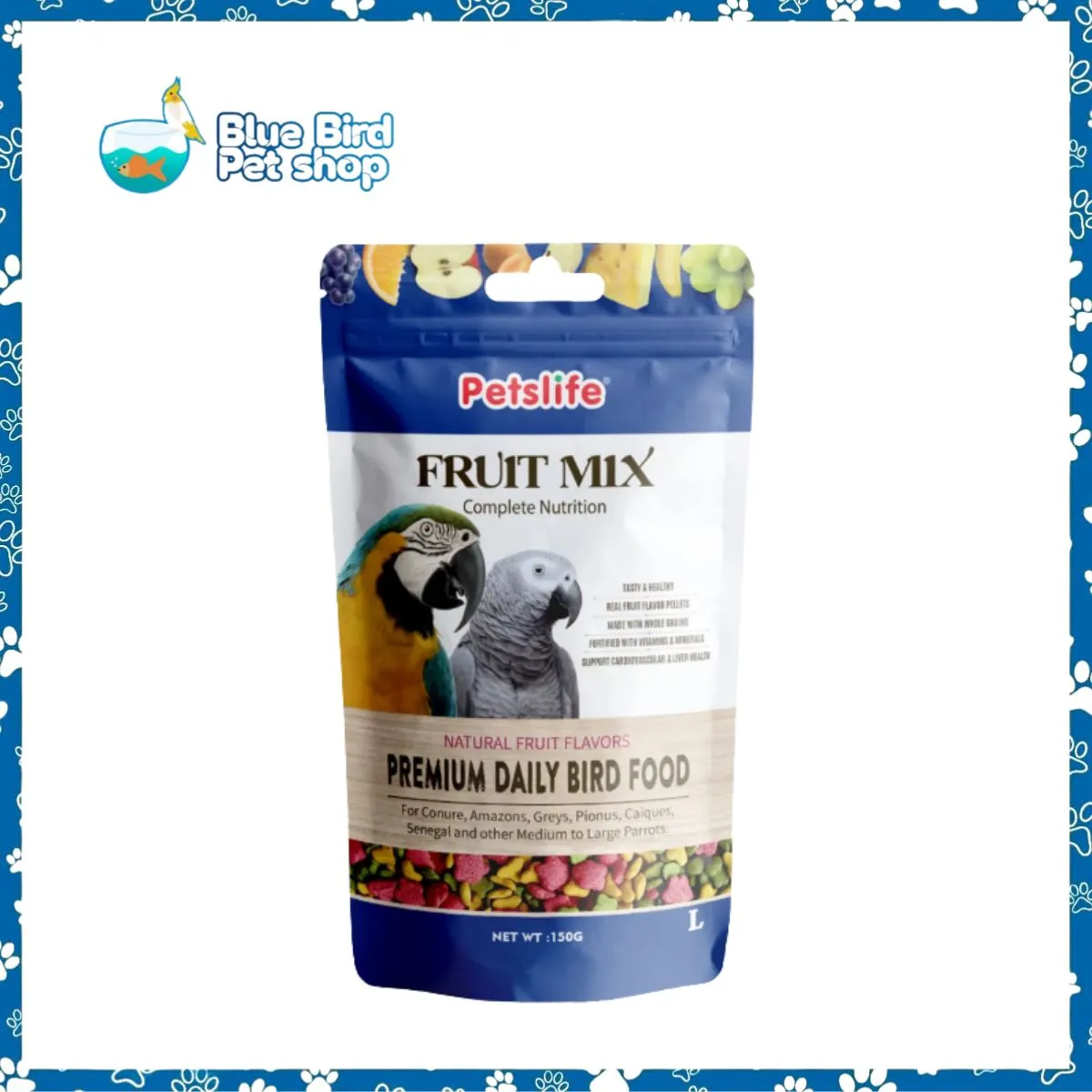 Petslife Fruitmix Pellets Bird Food (Medilum) for Large Parrots, Cockatoos & Macaws 150gm Petslife Fruitmix Pellets Bird Food (Medilum) for Large Parrots, Cockatoos & Macaws 150gm