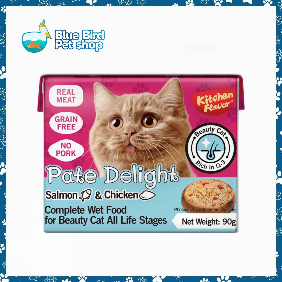 Kitchen Flavour Pate Delight Salmon & Chicken Beauty Wet Cat Food All Life Stages 90gm Kitchen Flavour Pate Delight Salmon & Chicken Beauty Wet Cat Food All Life Stages 90gm