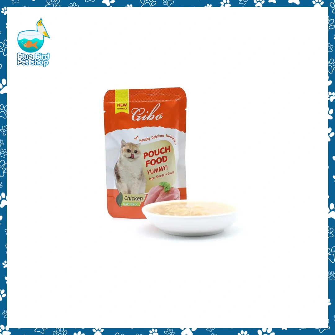 GIBO Cat Pouch Chicken 85g (Shreds in Gravy) GIBO Cat Pouch Chicken 85g shreds in gravy wet cat food pouch pack