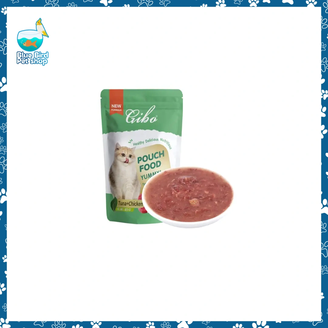 GIBO Cat Pouch Chicken & Tuna 85g (Shreds in Gravy) GIBO Cat Pouch Chicken & Tuna 85g wet cat food shreds in gravy pouch pack