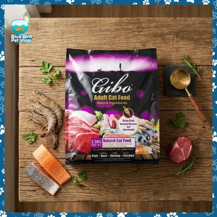 Gibo Adult Cat Food Fish Beef Shrimp Chicken 2.5kg bag