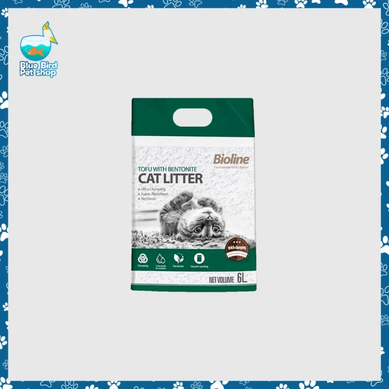 Bioline Tofu with Bentonite Cat Litter 6L 2.5kg for strong odor control and clumping