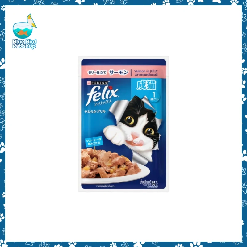 Purina Felix Adult Salmon With Jelly 85g wet cat food pouch for adult cats at Blue Bird Petshop Bashundhara