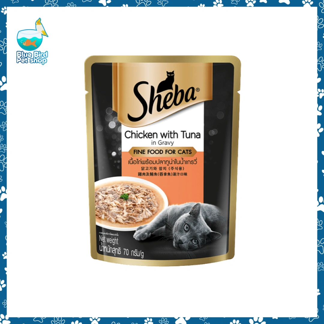 Sheba Pouch Chicken With Tuna In Gravy 70g Cat Food Sheba Pouch Chicken With Tuna In Gravy 70g wet cat food pouch for adult cats